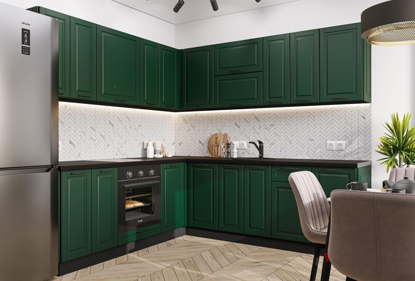 Угловая кухня Дублин-02 Special Green / Graphite