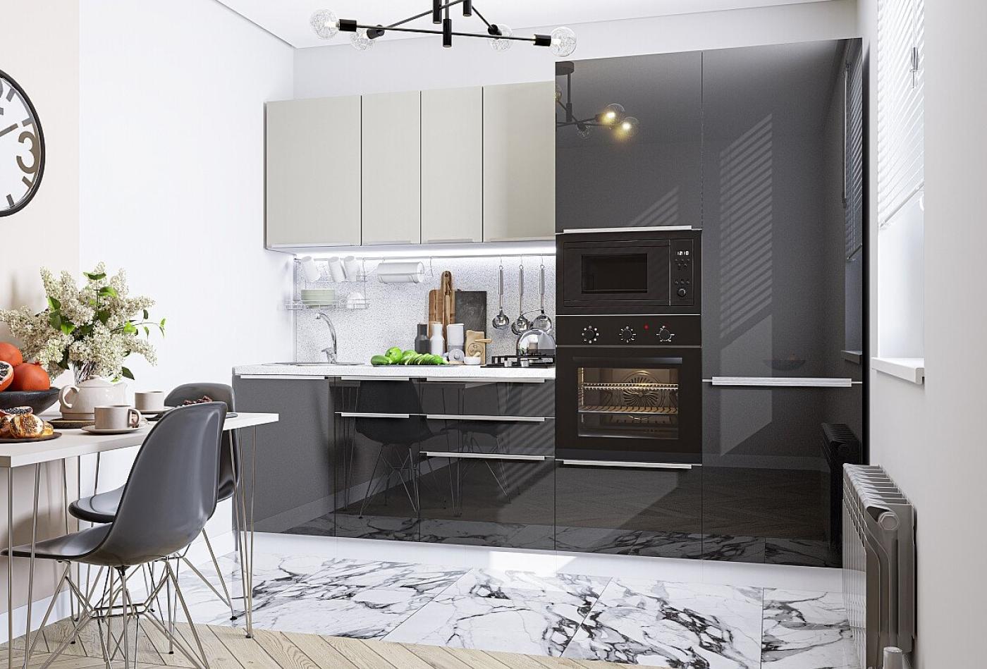 Кухня Фьюжн-07 Silky Light Grey/Anthracite