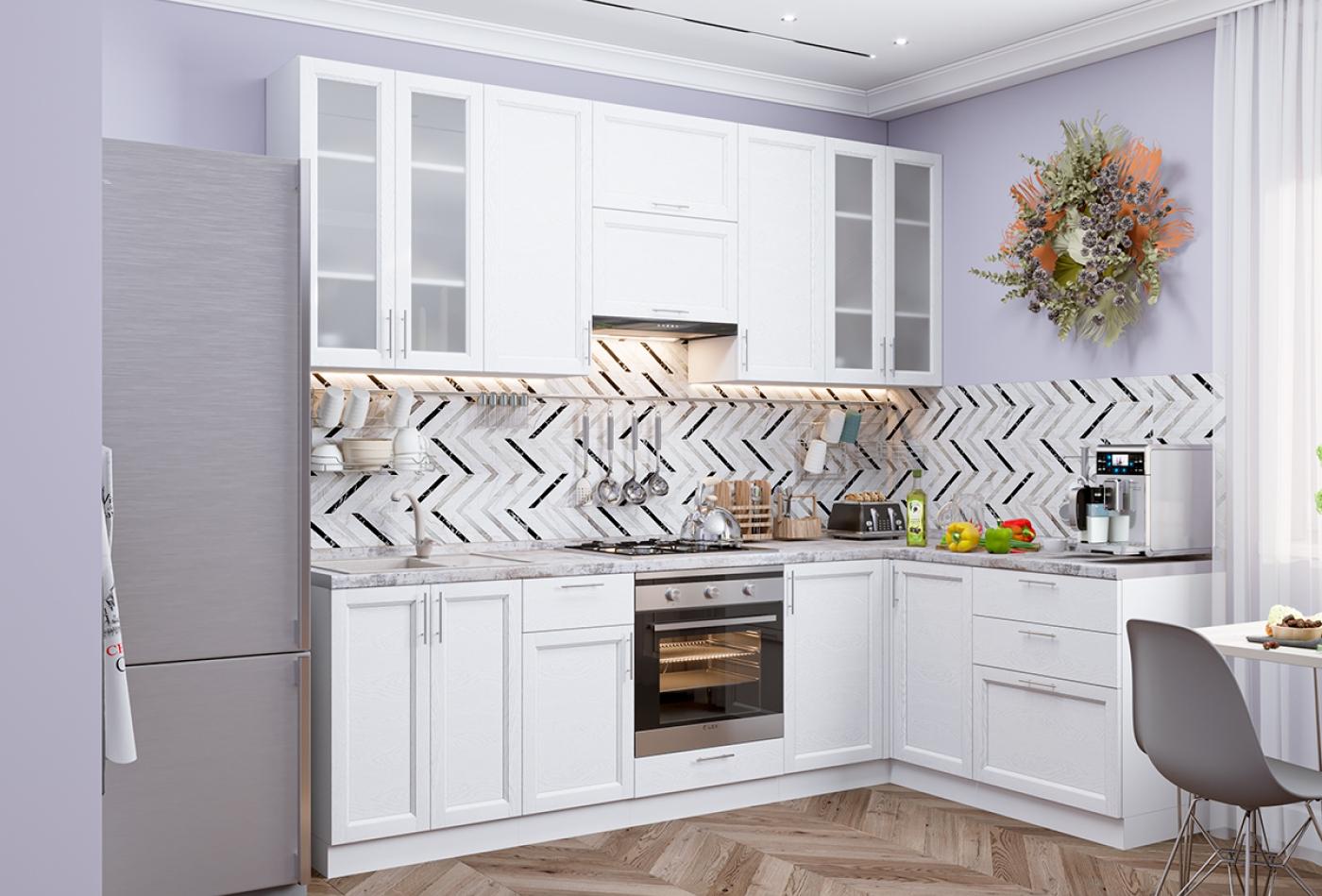 Угловая кухня Сканди-04 White Softwood