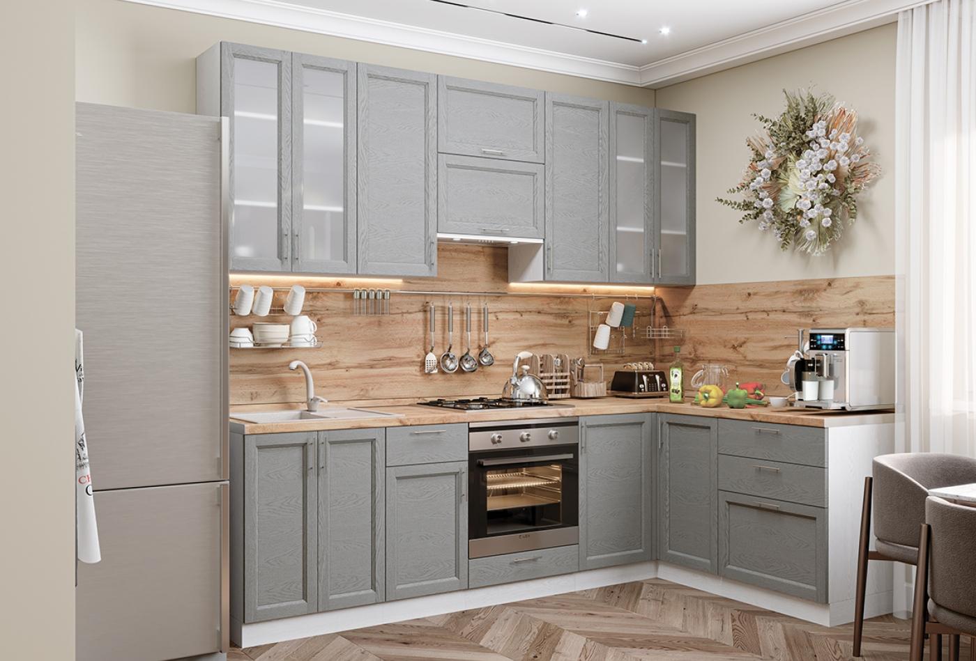Угловая кухня Сканди-04 Grey Softwood